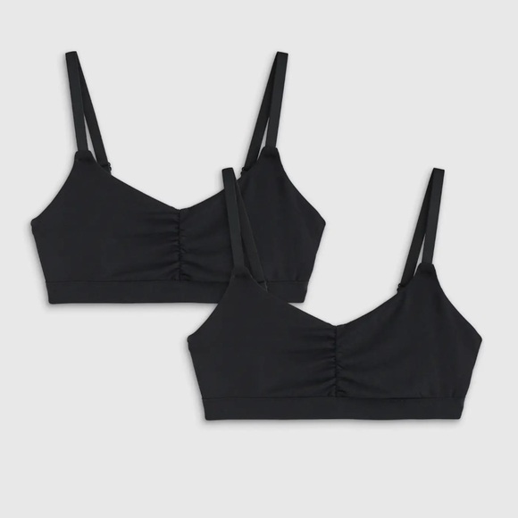 Quince Other - NEW QUINCE Pack Of 2 Micromodal Ruched Bralettes Black 3